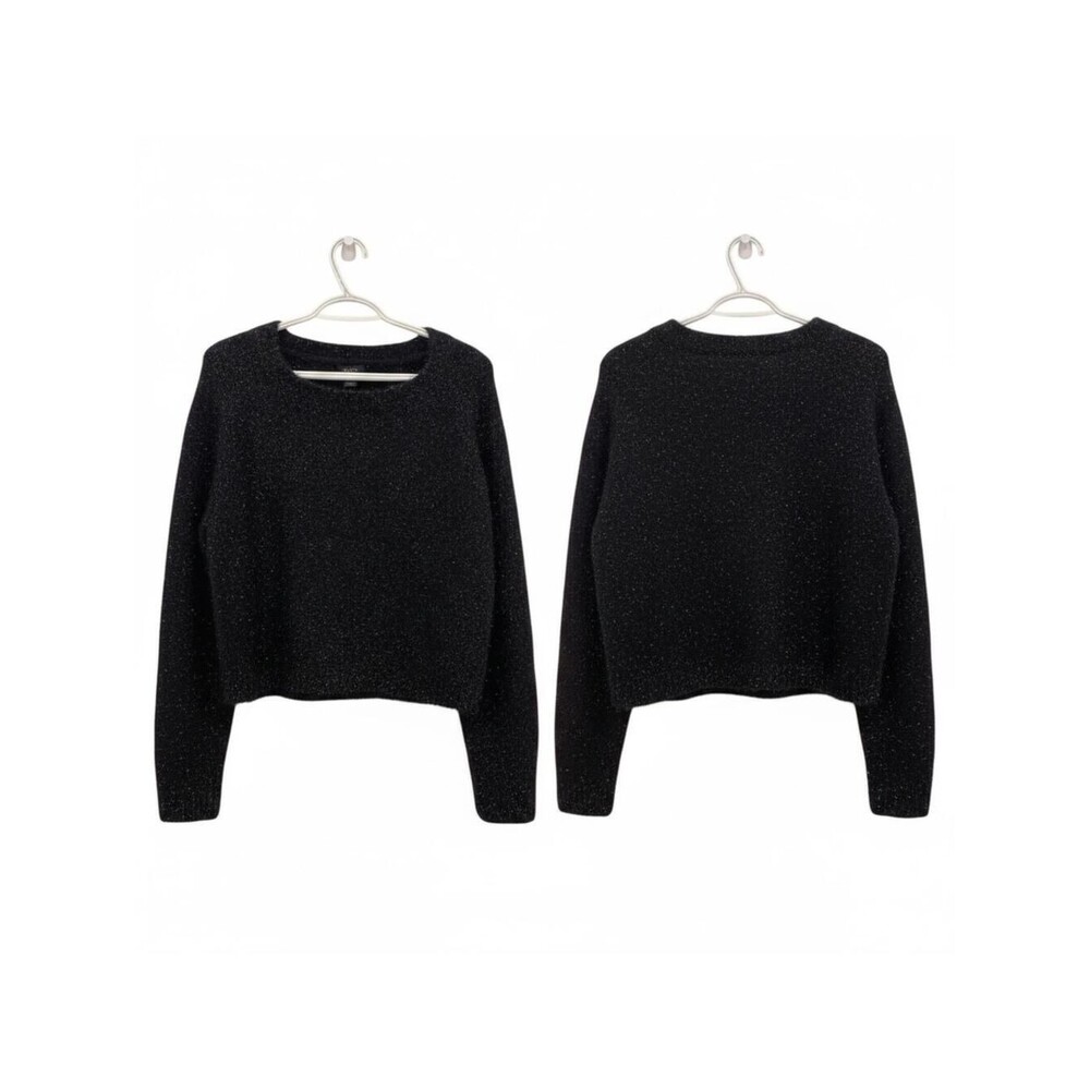 Halogen Sparkly Sweater Shimmery Party Top Long Sleeve Black